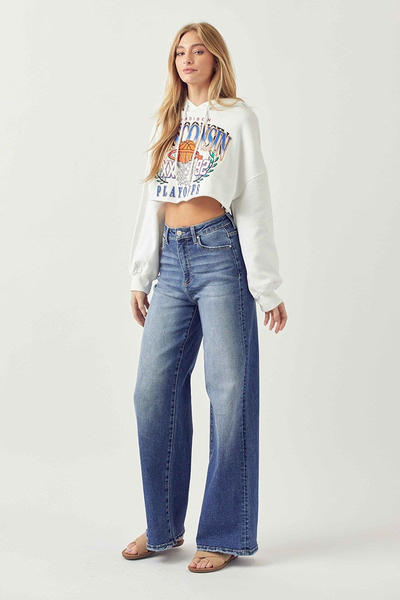 Risen High-Rise Wide Leg Jeans