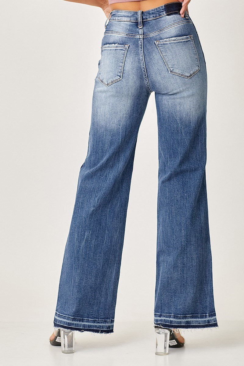 Risen High Rise Wide Straight Jeans - Dark by Risen Jeans