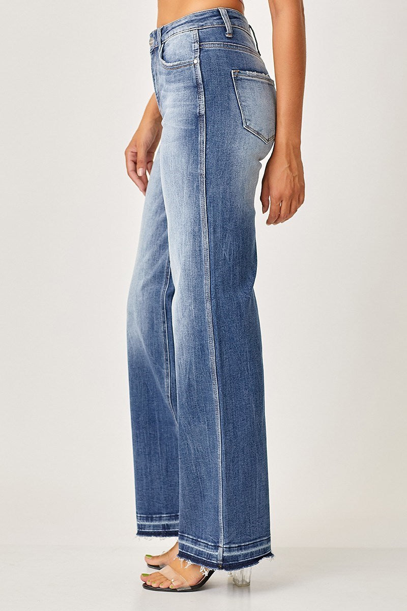 Risen High Rise Wide Straight Jeans - Dark by Risen Jeans