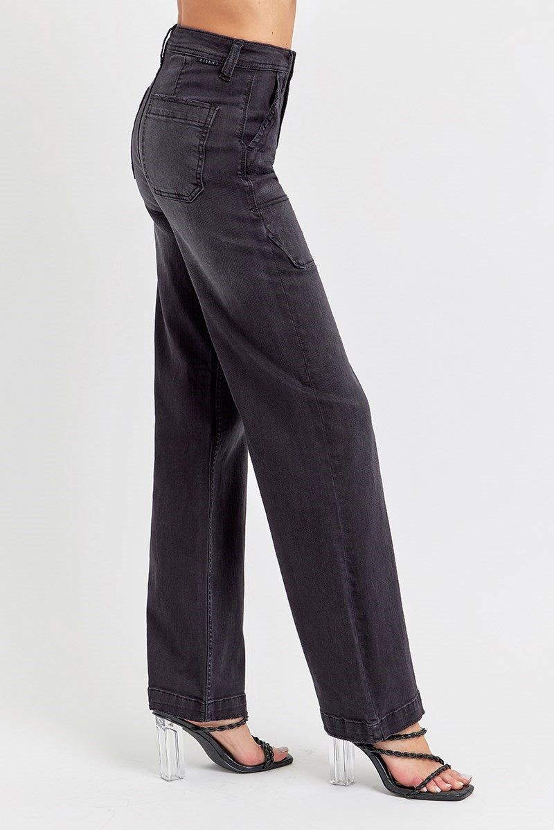 Risen High Rise Cargo Pocket Wide Jeans by Risen Jeans
