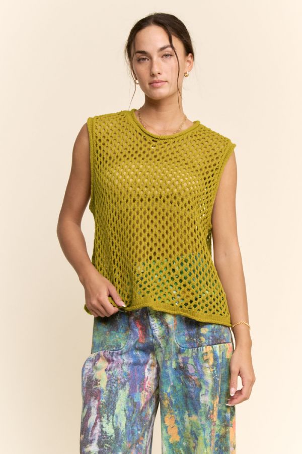Mesh Knit Top - Golden Kiwi