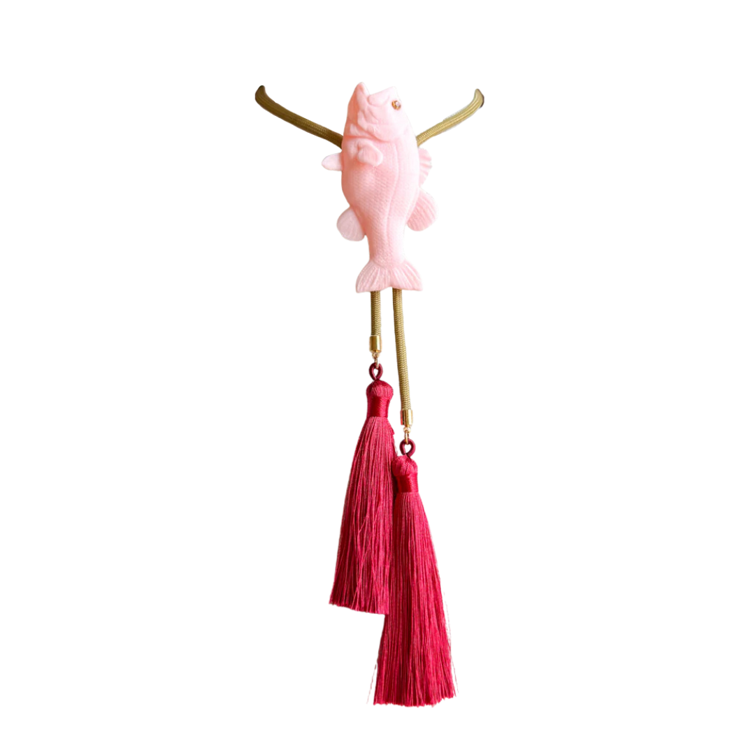 Fish Bolo Pearl Pink Maroon Cord