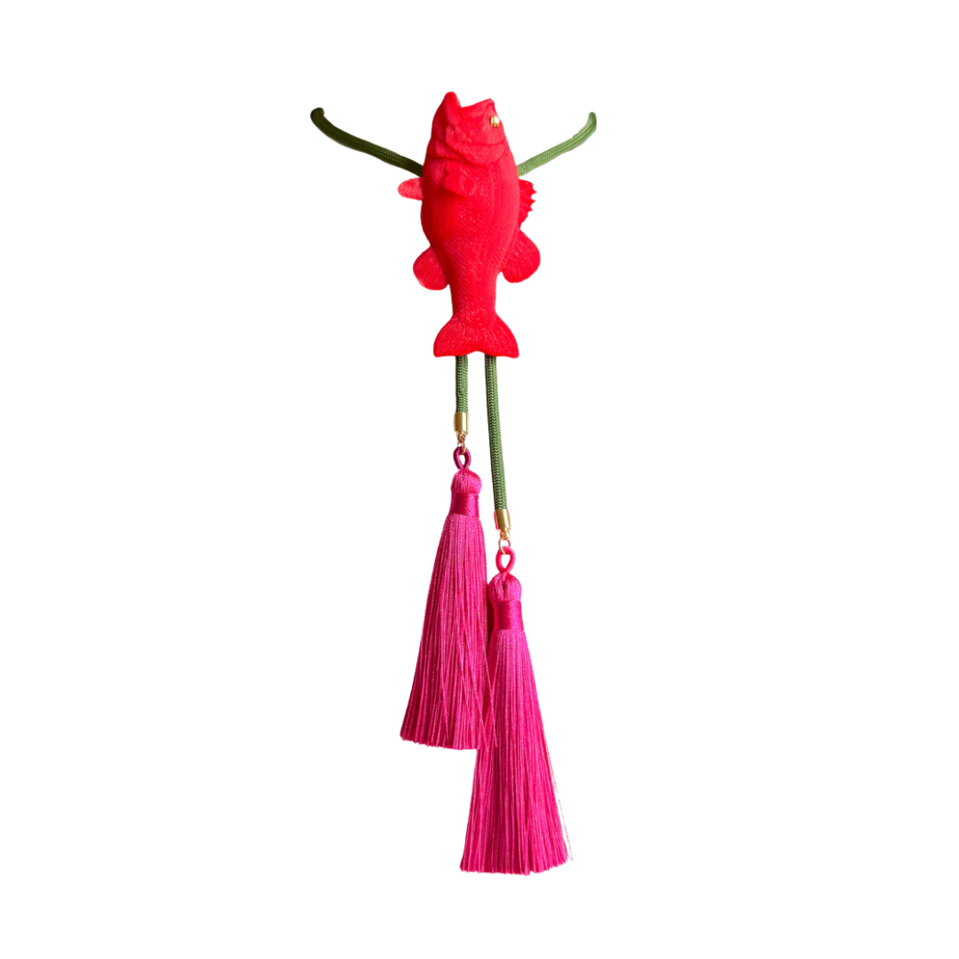 Fish Bolo Red Fish Olive Cord