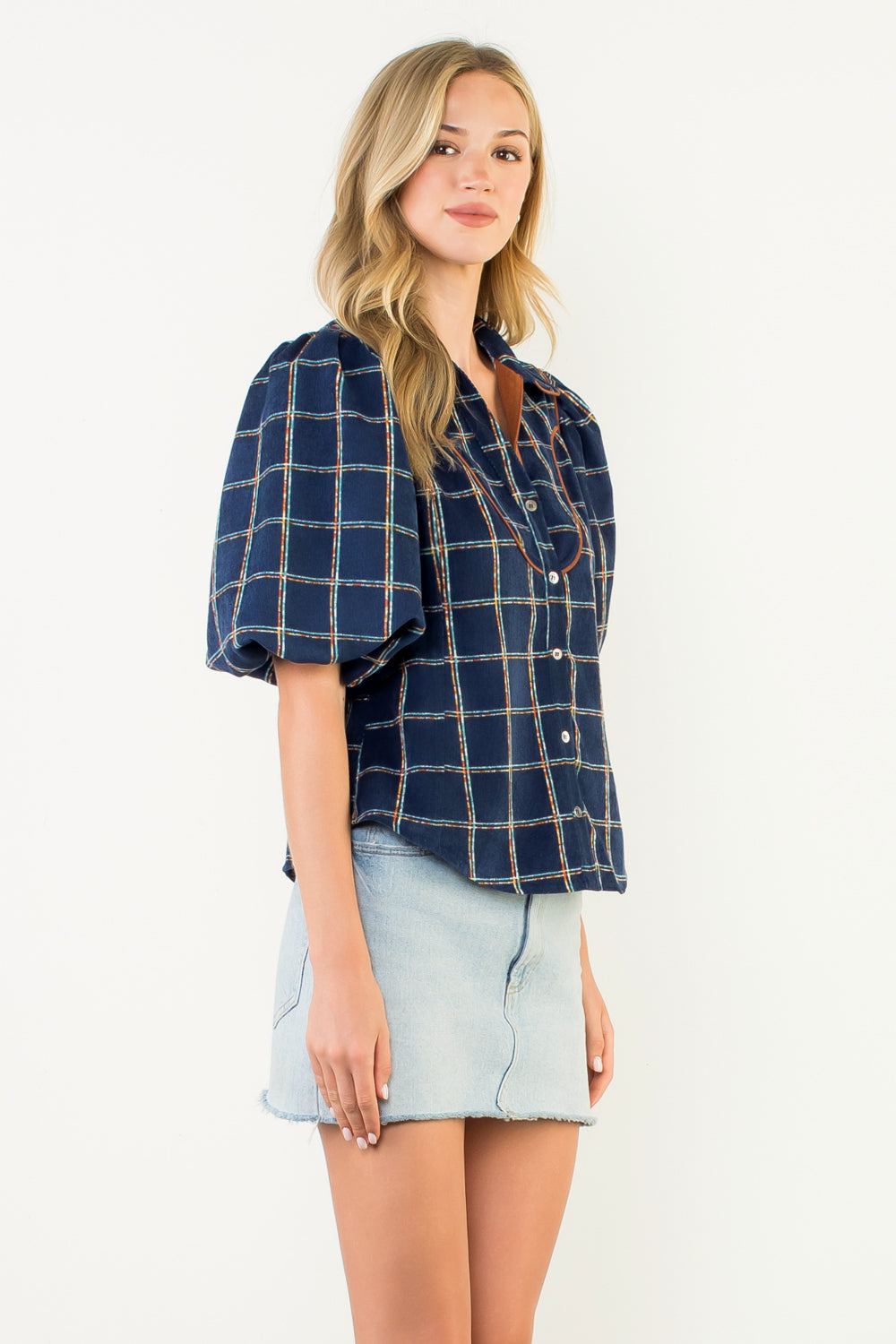 Blue Corduroy Western Top