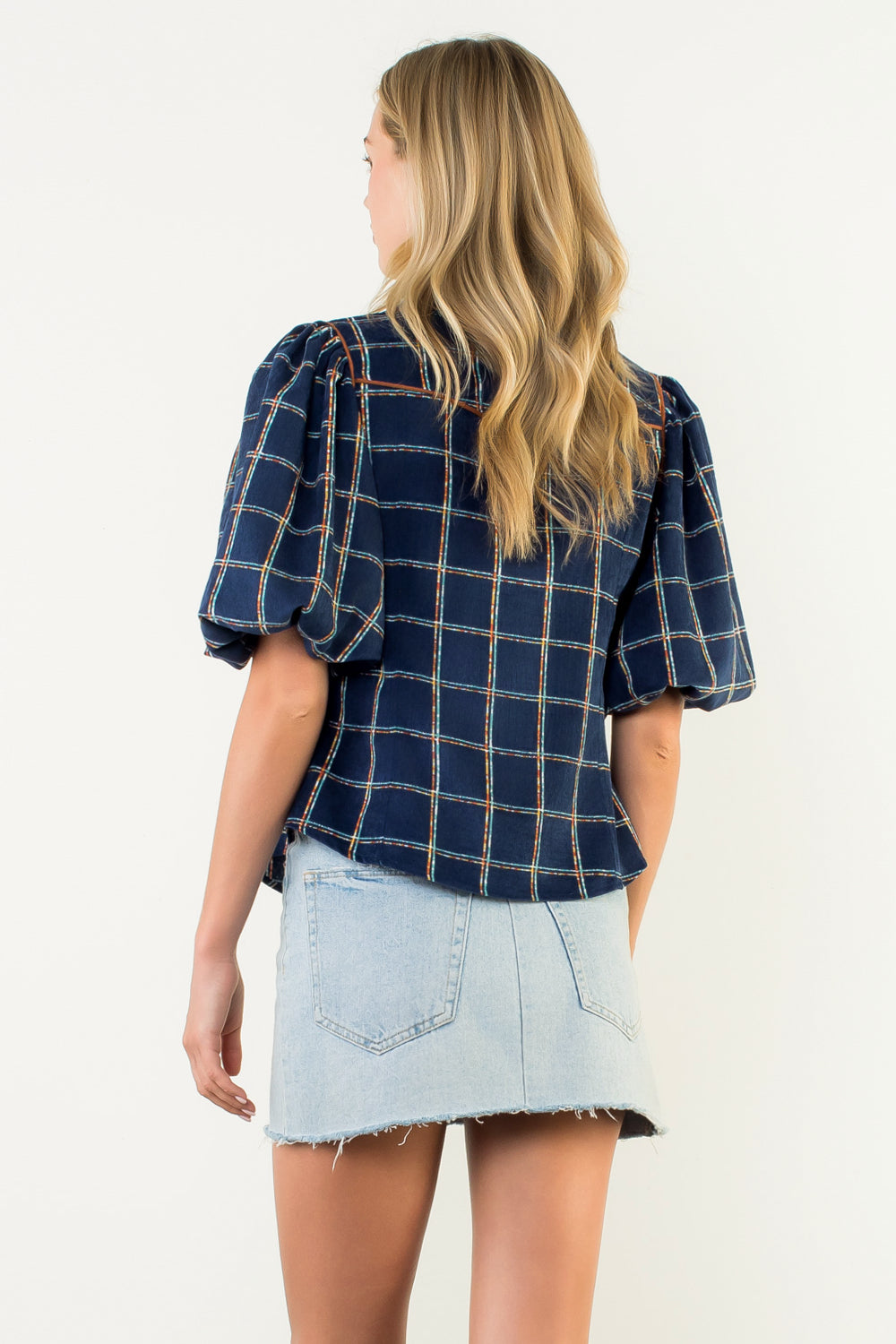 Blue Corduroy Western Top