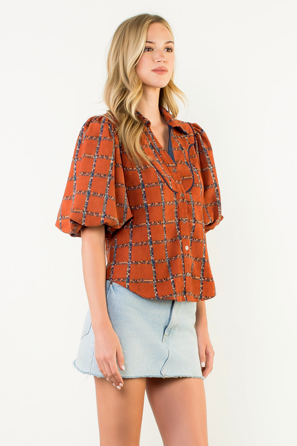 Rust Corduroy Western Top