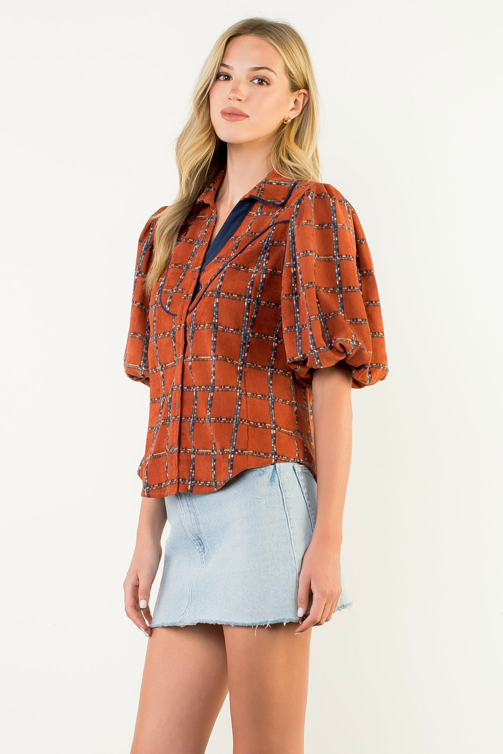 Rust Corduroy Western Top
