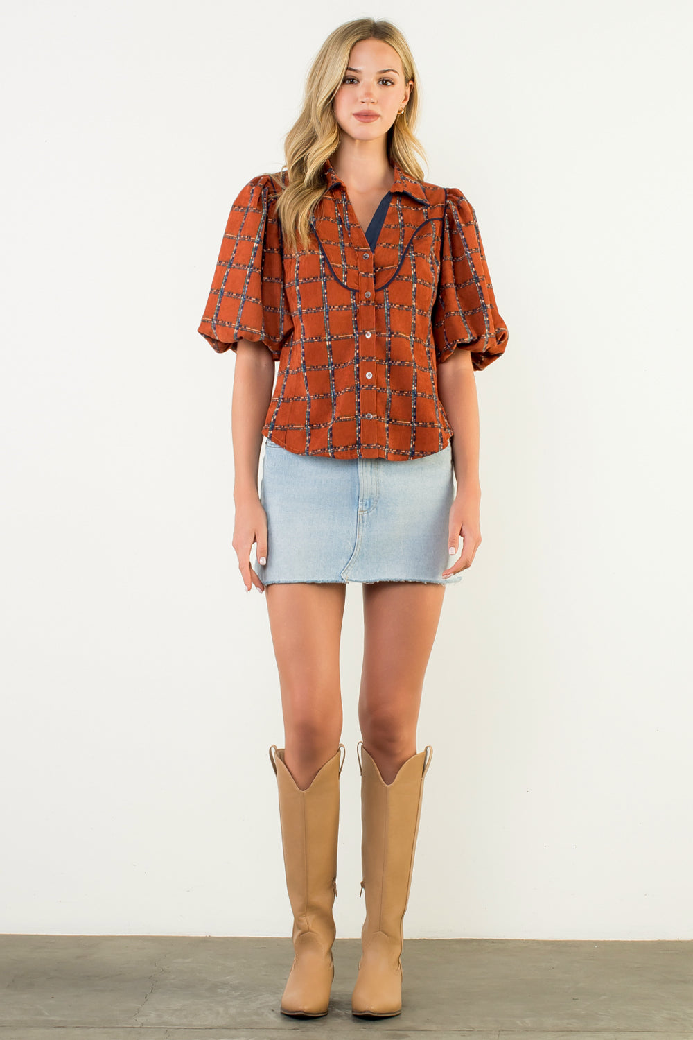 Rust Corduroy Western Top