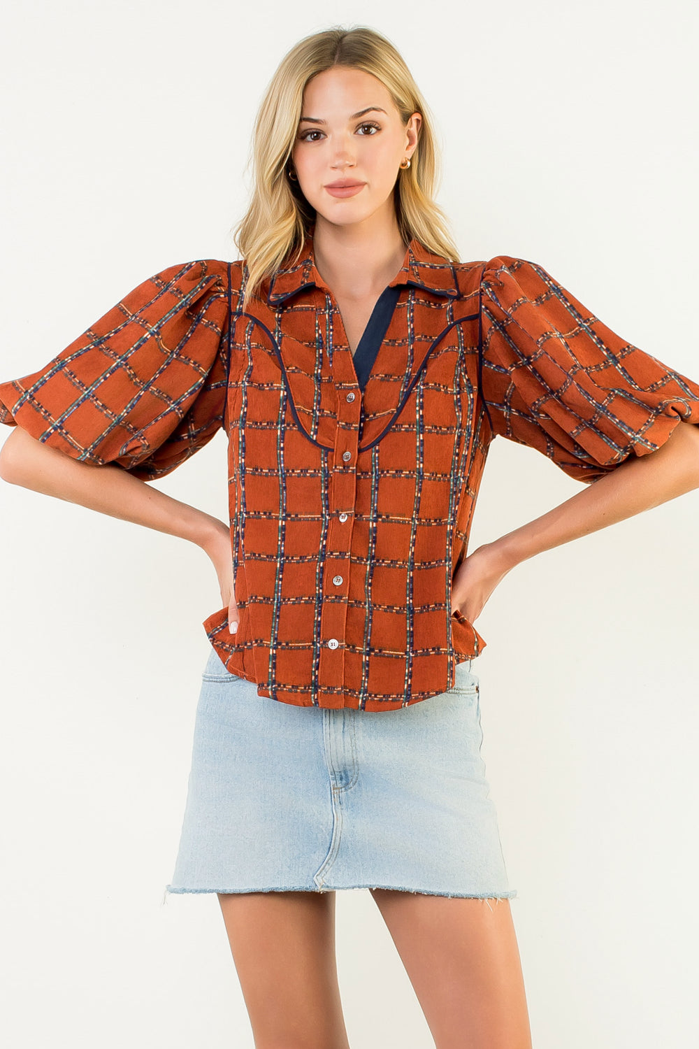 Rust Corduroy Western Top