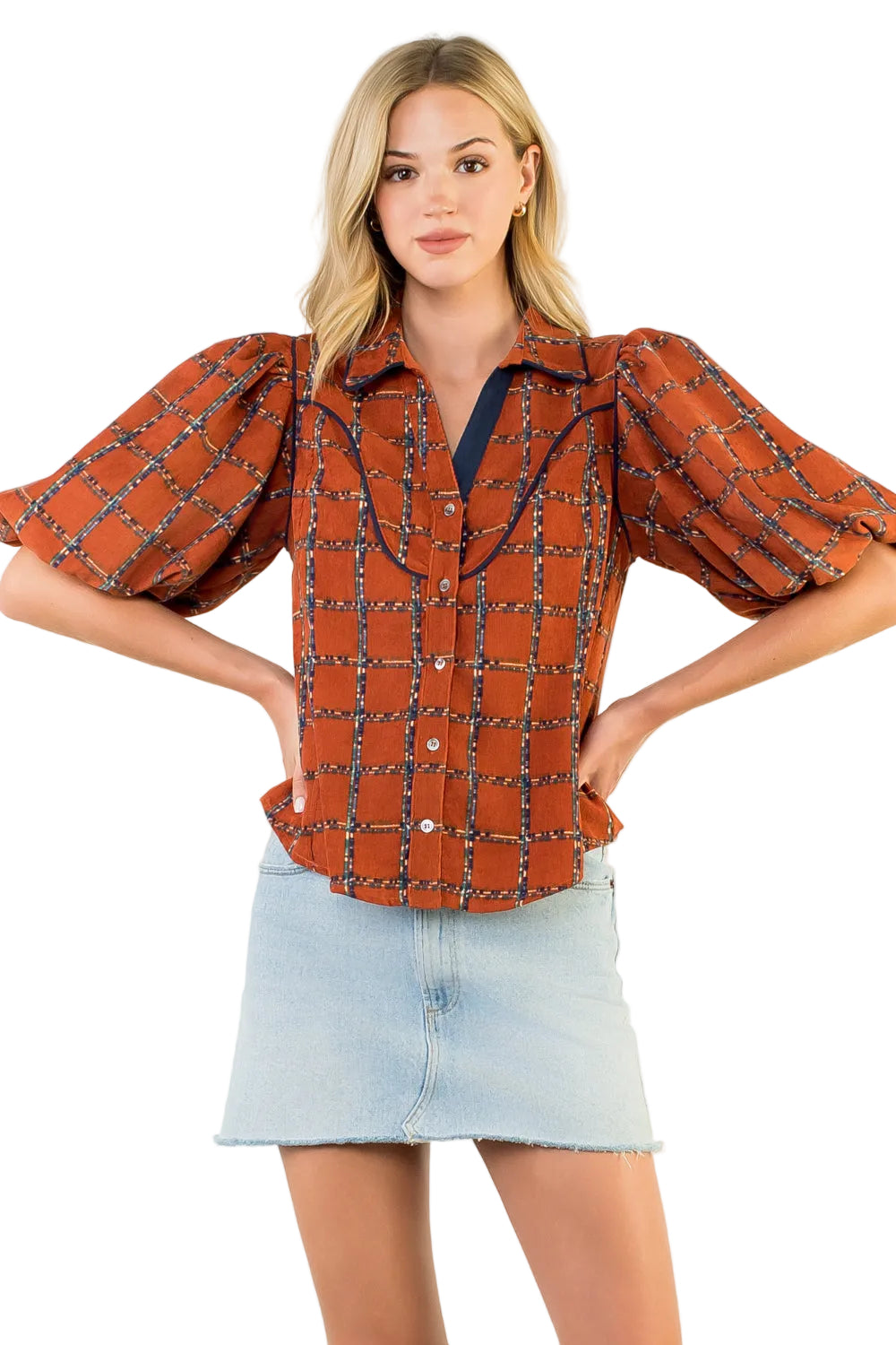 Rust Corduroy Western Top