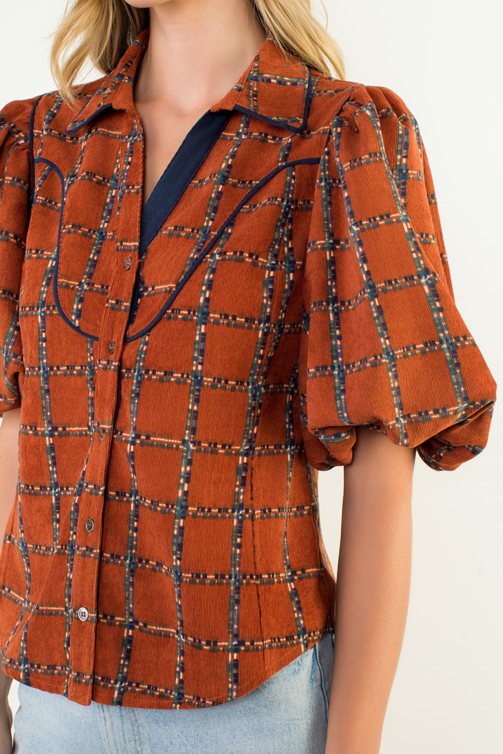 Rust Corduroy Western Top