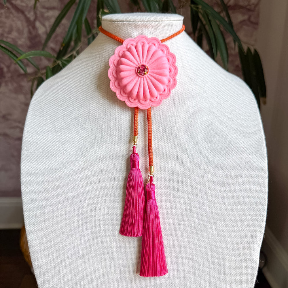 Concho Bolo Bubblegum Pink with Neon Pink & Orange by Rahya Jewelry Design - Leopard Grove product image 01