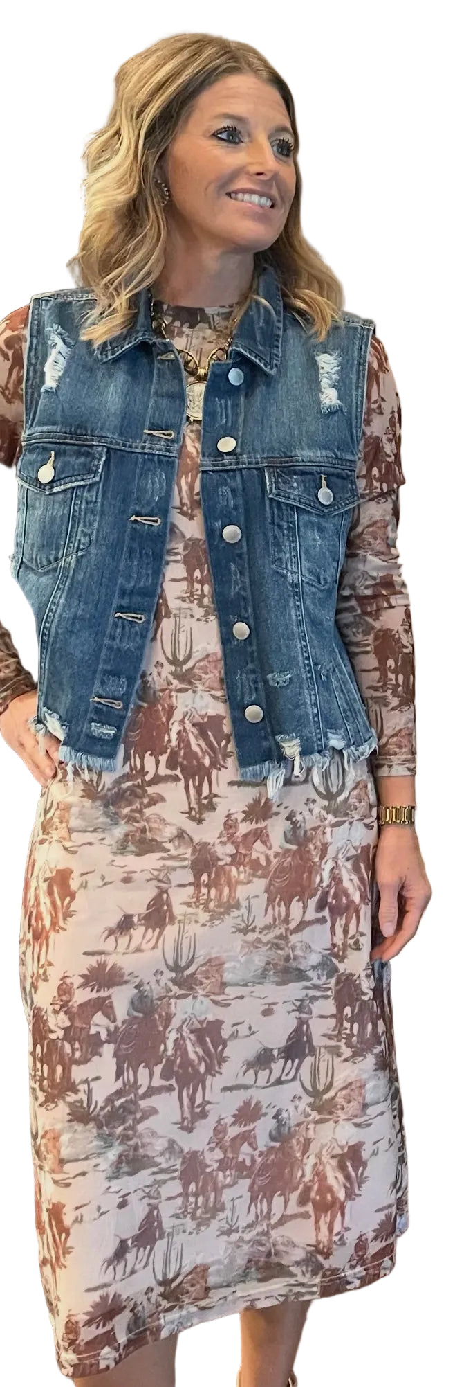 Cowboy Icon Dress by Turquoise Haven - Leopard Grove product image 01
