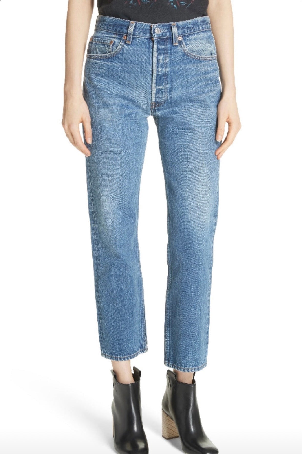 Elizabeth and James E&J Vintage Levi's 501 jeans in blue denim, front view