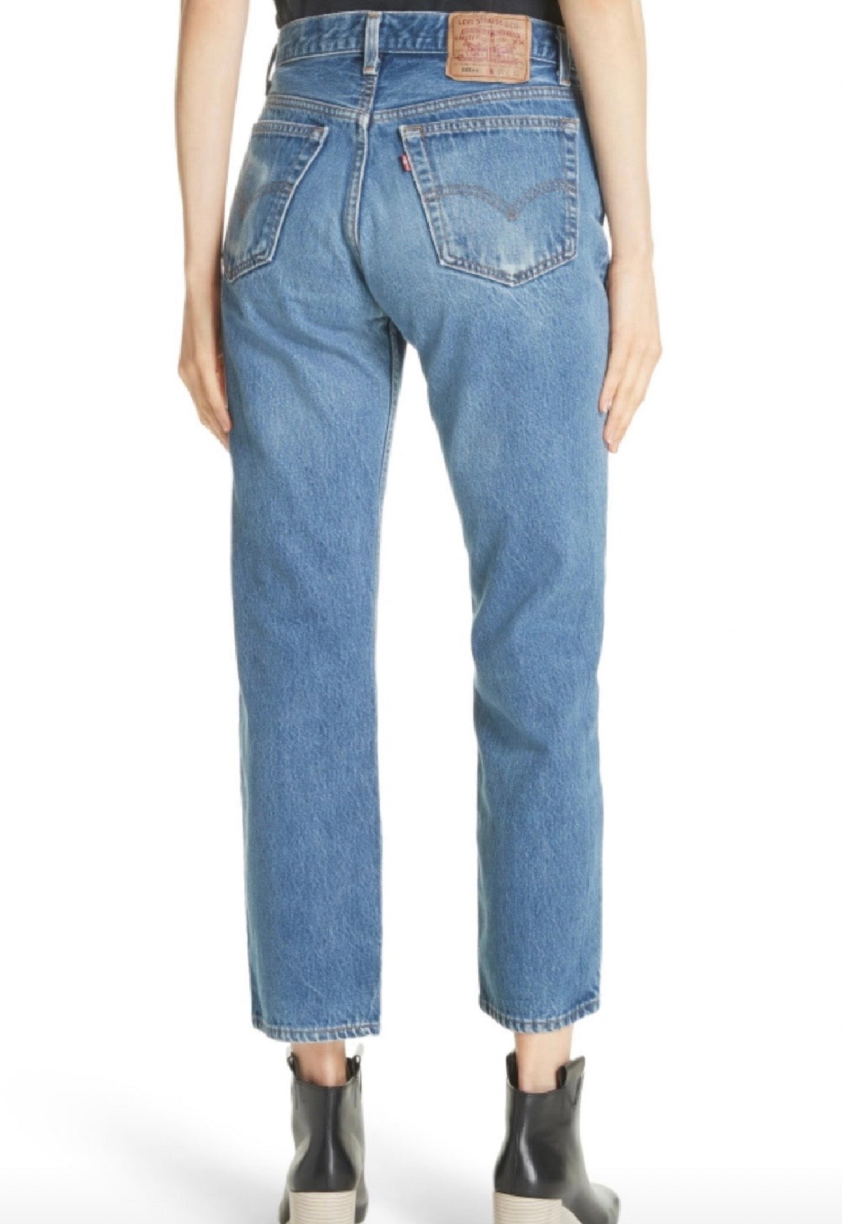 Elizabeth and James E&J Vintage Levi's 501 jeans in blue denim, back view