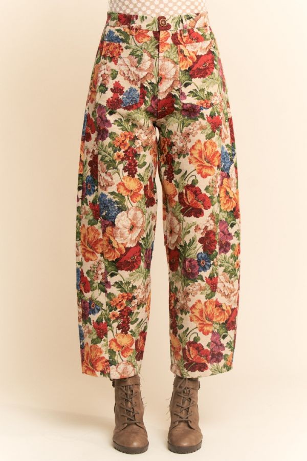 Tapestry Cargo Joggers - Floral Red & Pink