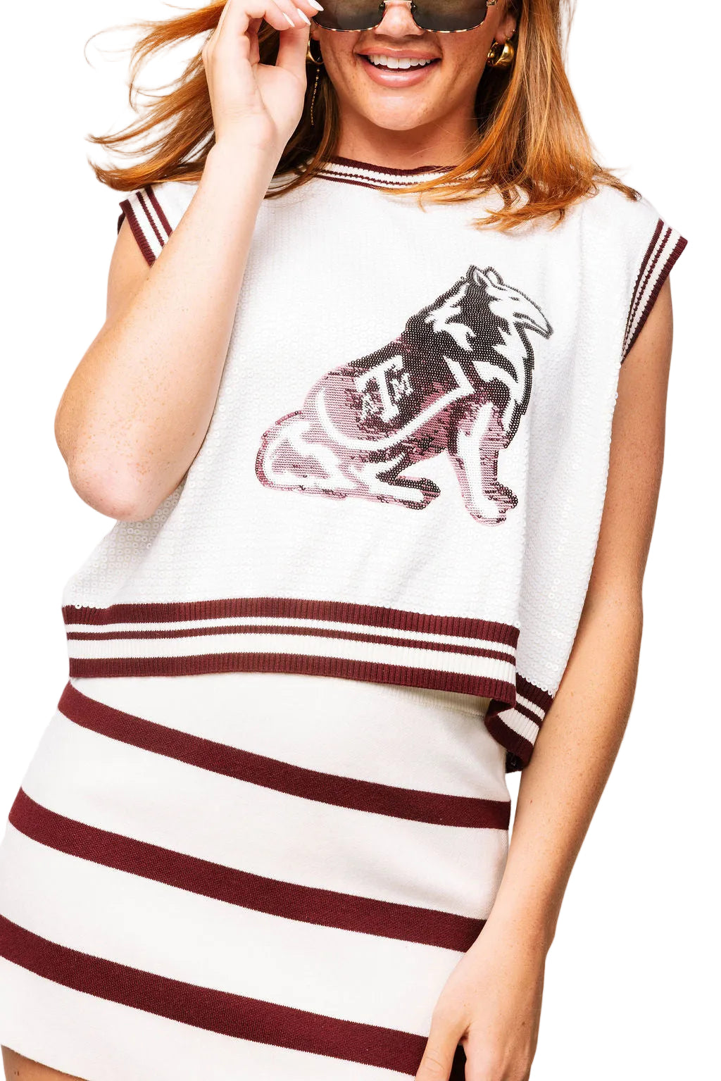 Queen of Sparkles Licensed Texas A&M Full Sequin Mascot Tank