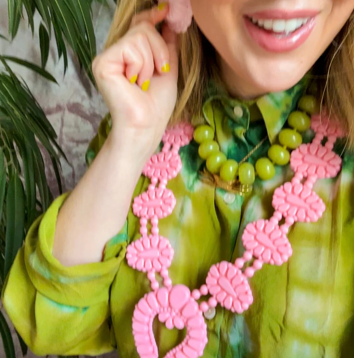 Golden Hour Necklace in Stardust Bubblegum Pink by Rahya Jewelry Design - Leopard Grove product image 01