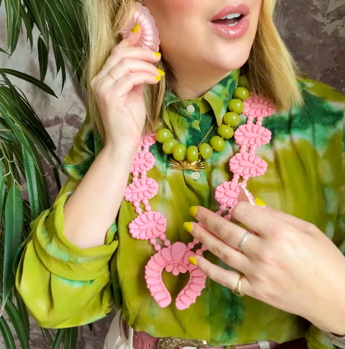Golden Hour Necklace in Stardust Bubblegum Pink by Rahya Jewelry Design - Leopard Grove product image 02