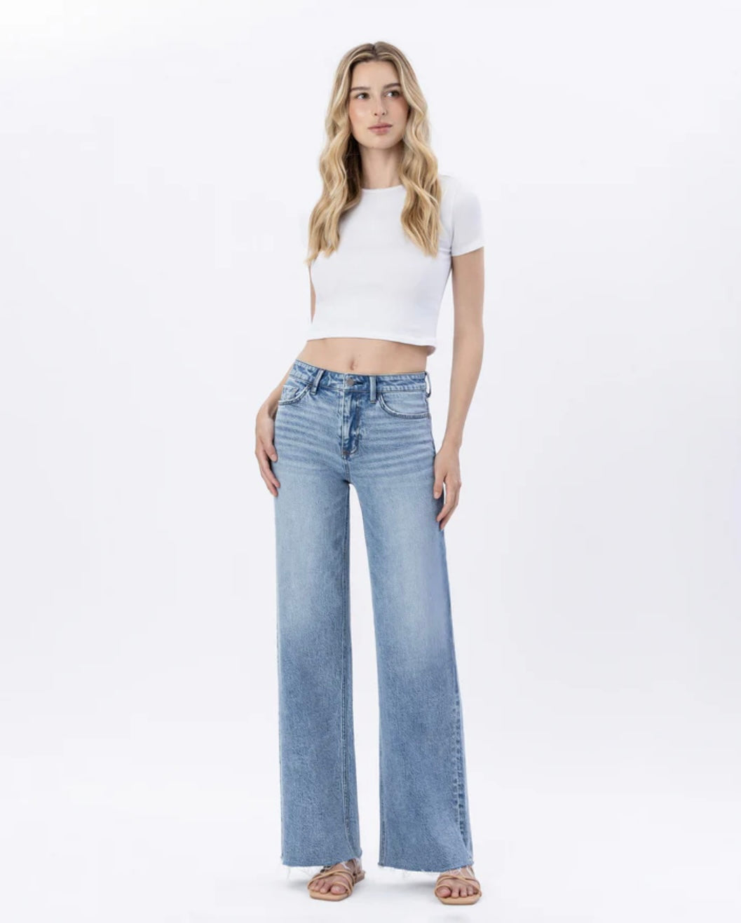 High Rise Wide Leg Jeans by Flying Monkey - Leopard Grove product image 01