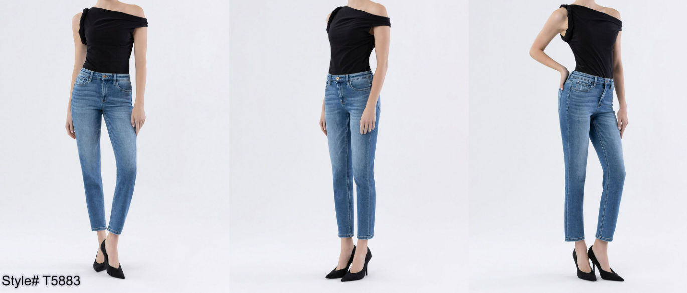 High Rise Slim Straight Denim Jeans
