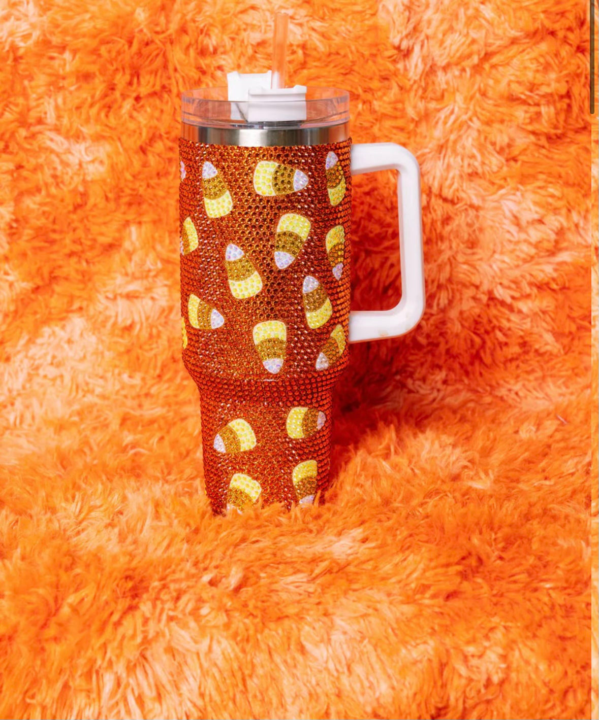 Queen of Sparkles Orange Candy Corn Tumbler