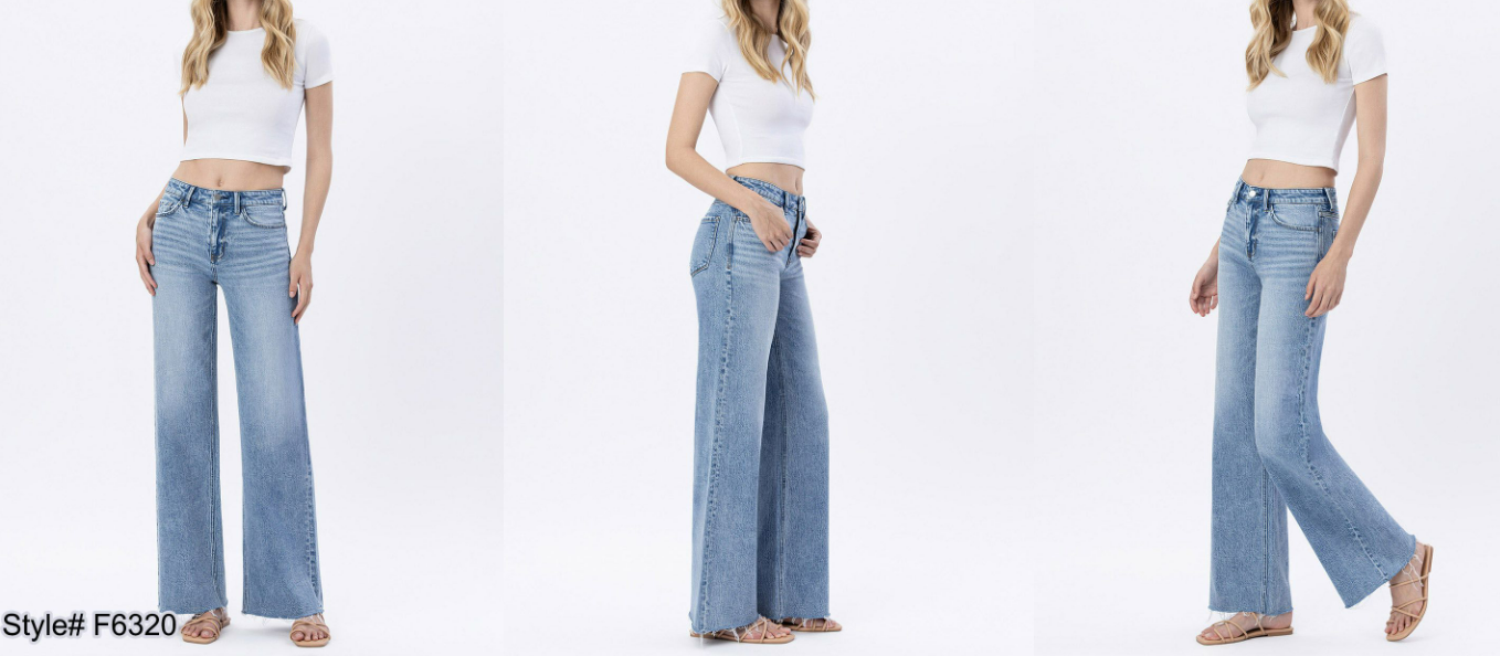 Wide Leg Light Denim Jeans