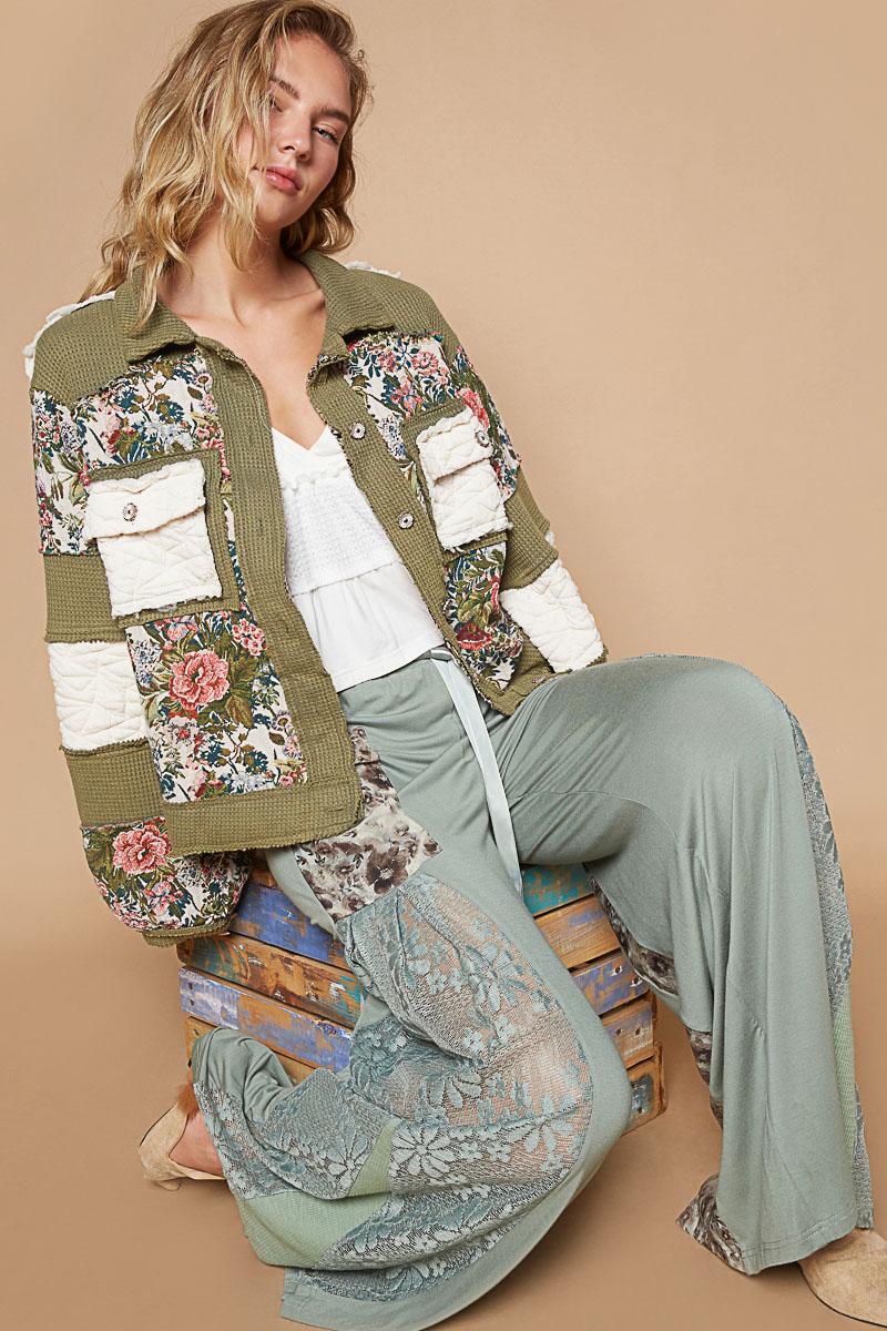 Floral Jacket in Olive