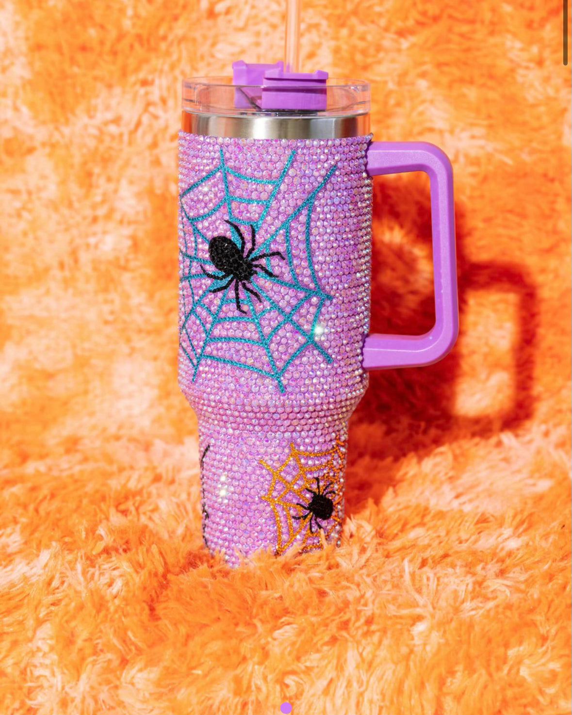 Queen of Sparkles Lavender Spider Web Tumbler