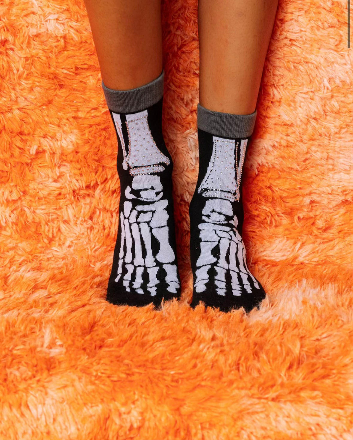 Queen of Sparkles Black & White Skeleton Socks