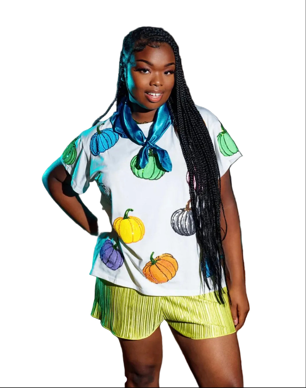 Queen of Sparkles White Multi Pumpkin Tee