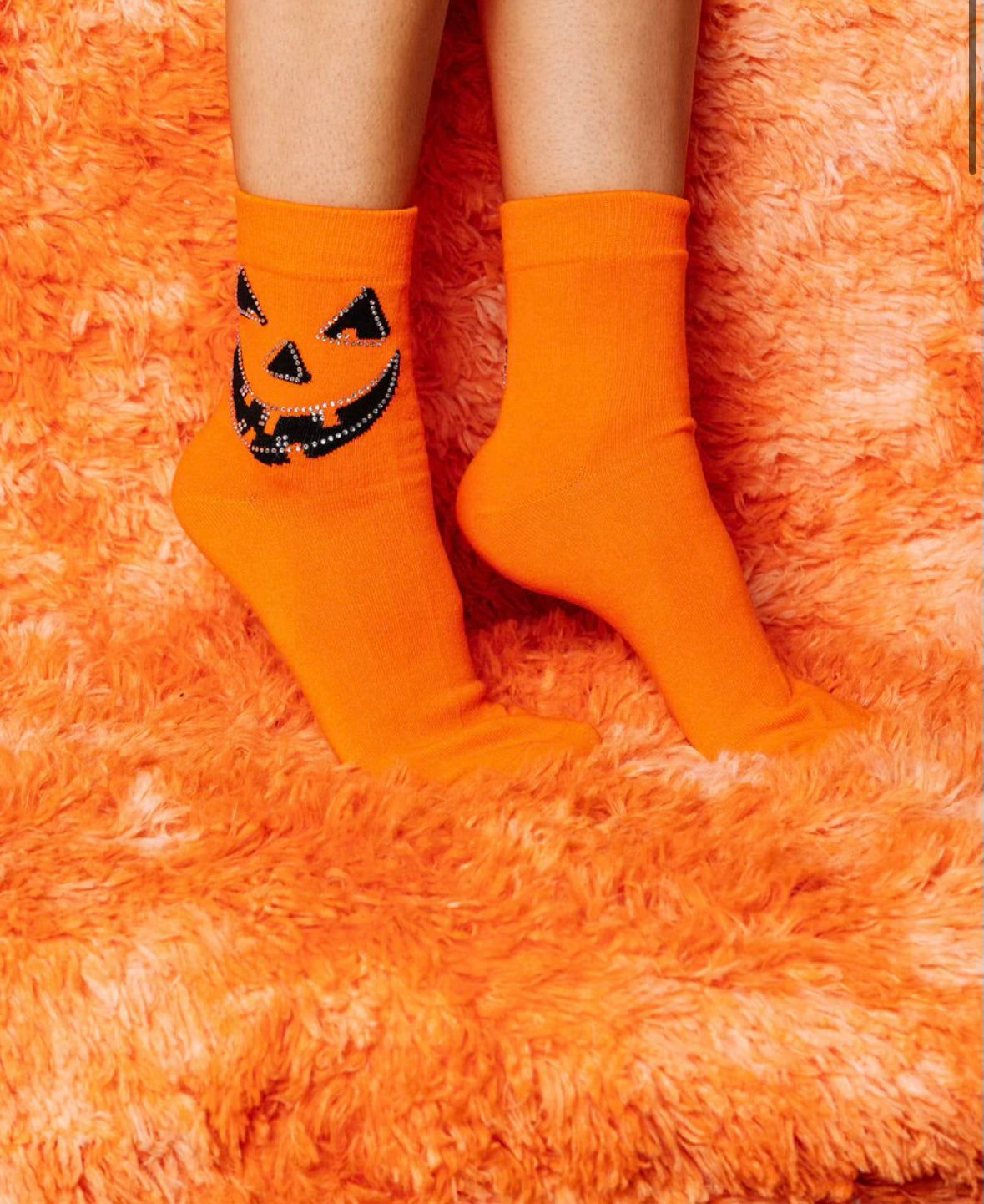 Queen of Sparkles Orange Pumpkin Rhinestone Socks