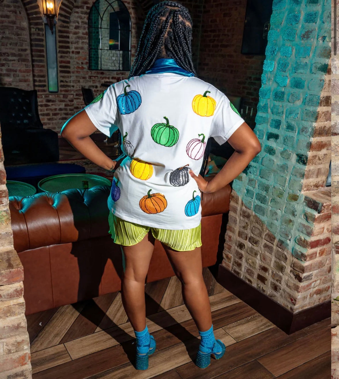 Queen of Sparkles White Multi Pumpkin Tee