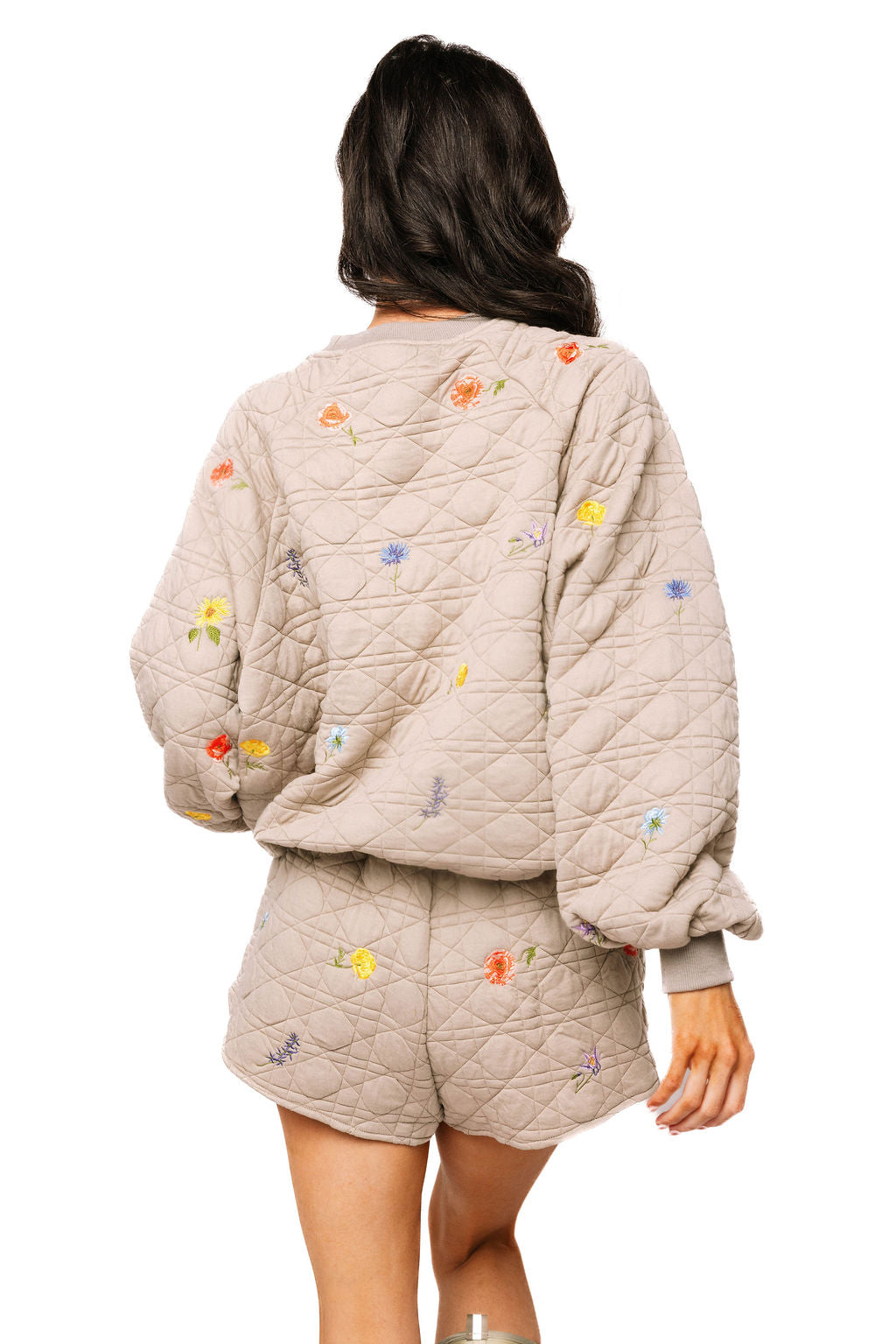 Queen of Sparkles Quilted Floral QOS Card Logo Sweatshirt