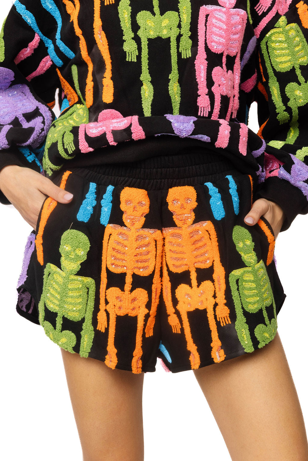 Queen of Sparkles Black Multi Fussy Skeleton Short