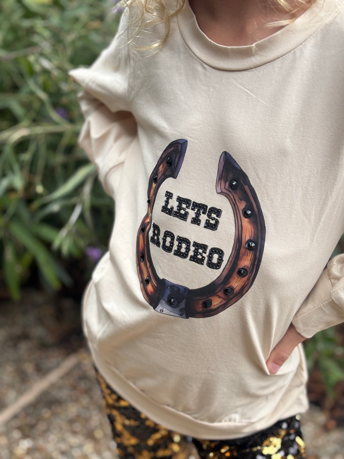 Kids beige Let's Rodeo sweatshirt by ML Kids product image 1.