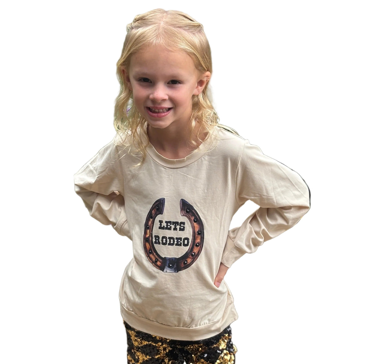 Kids beige Let's Rodeo sweatshirt by ML Kids product image 2.