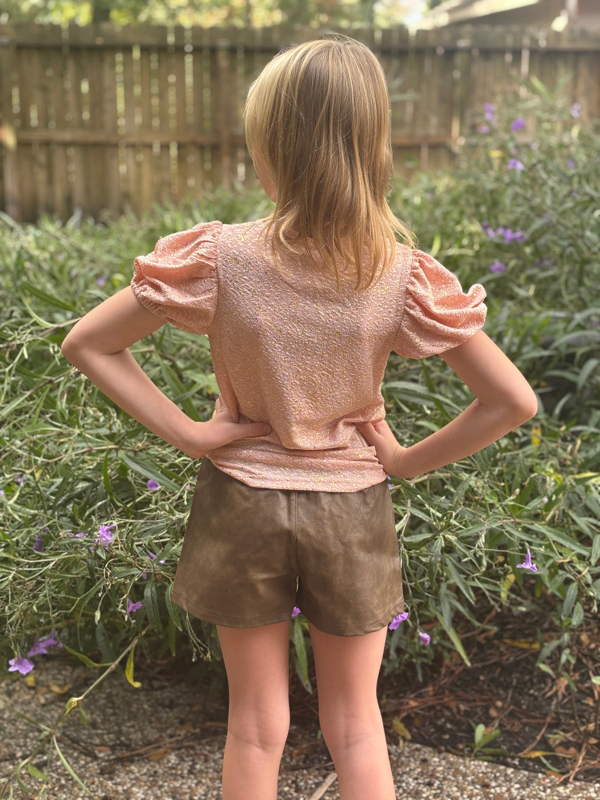 Kids Pleather Shorts - Brown by ML Kids - Leopard Grove product image 02
