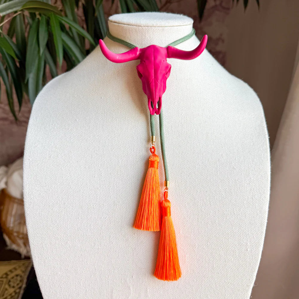 Longhorn Bolo Raspberry Pink by Rahya Jewelry Design - Leopard Grove product image 01