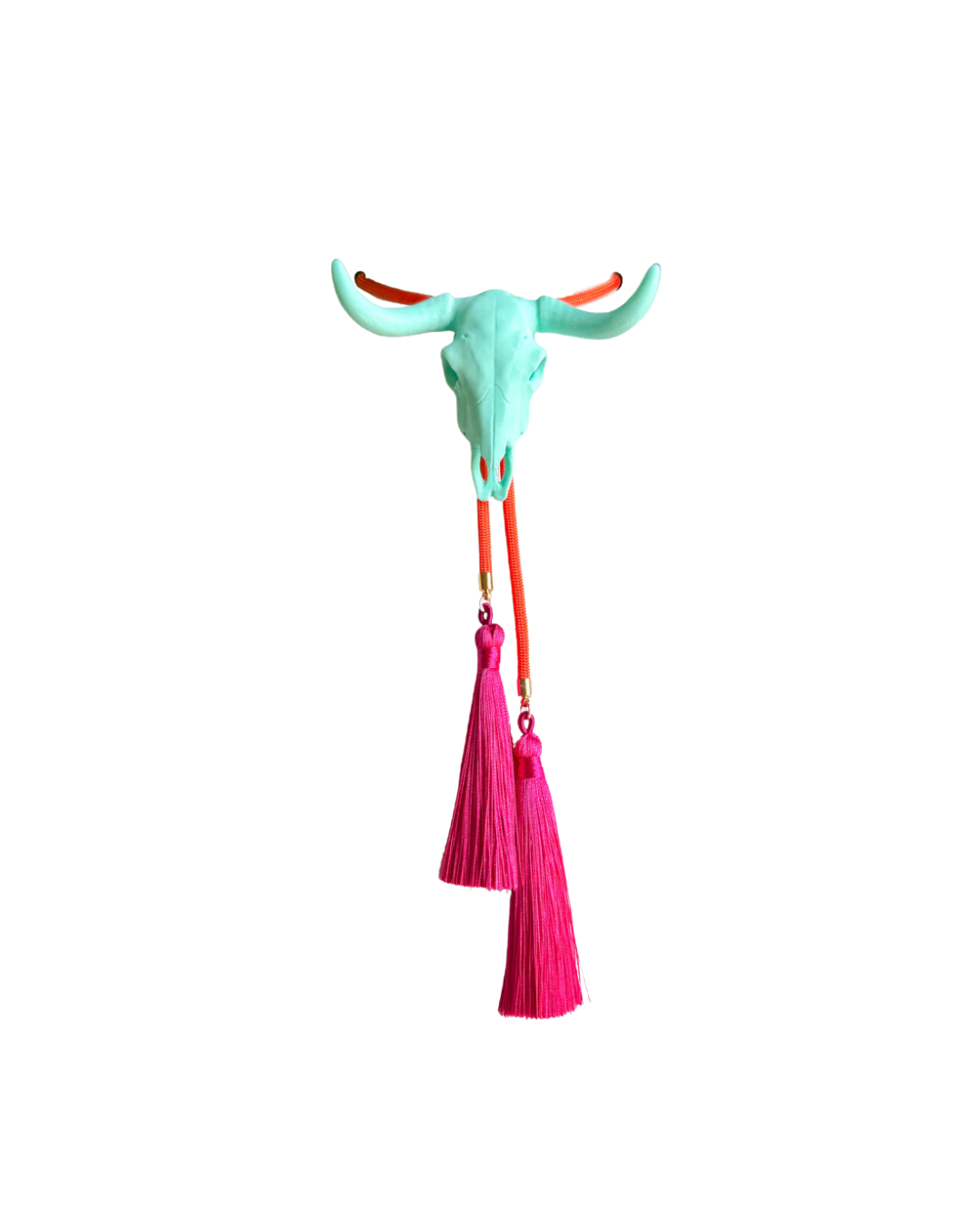 Longhorn Bolo Turquoise with Burnt Orange & Fuchsia by Rahya Jewelry Design - Leopard Grove product image 01