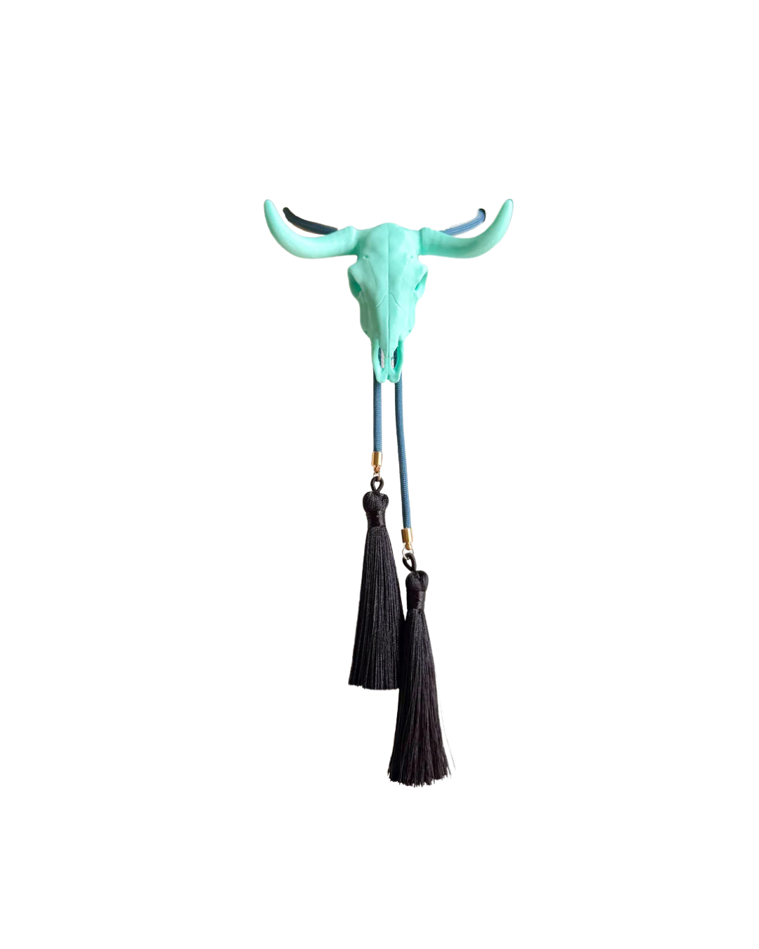 Longhorn Bolo Turquoise with Storm Blue & Black by Rahya Jewelry Design - Leopard Grove product image 01