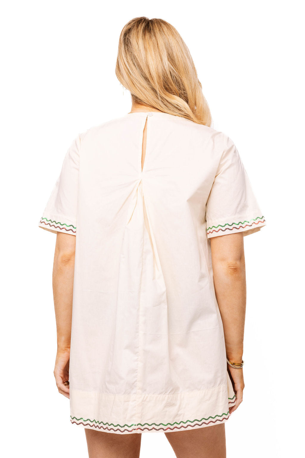 Queen of Sparkles Beige Jalapeno Seed Cotton Short Sleeve Dress