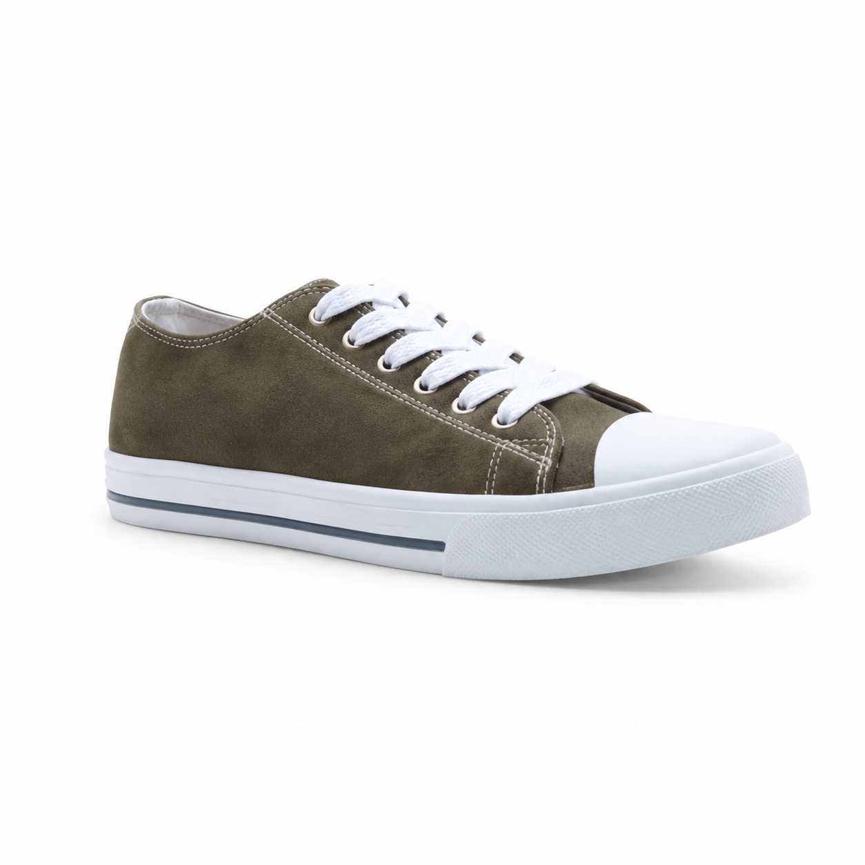 Narnia Faux Converse And Faux Suede Tennis Shoes In Khaki