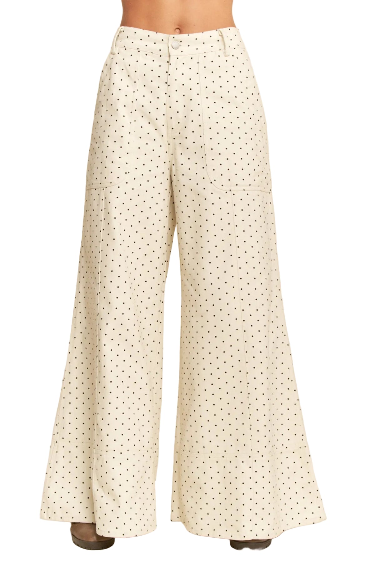 Navy polka dot on cream wide leg pants by Davi&Dani product image 2.