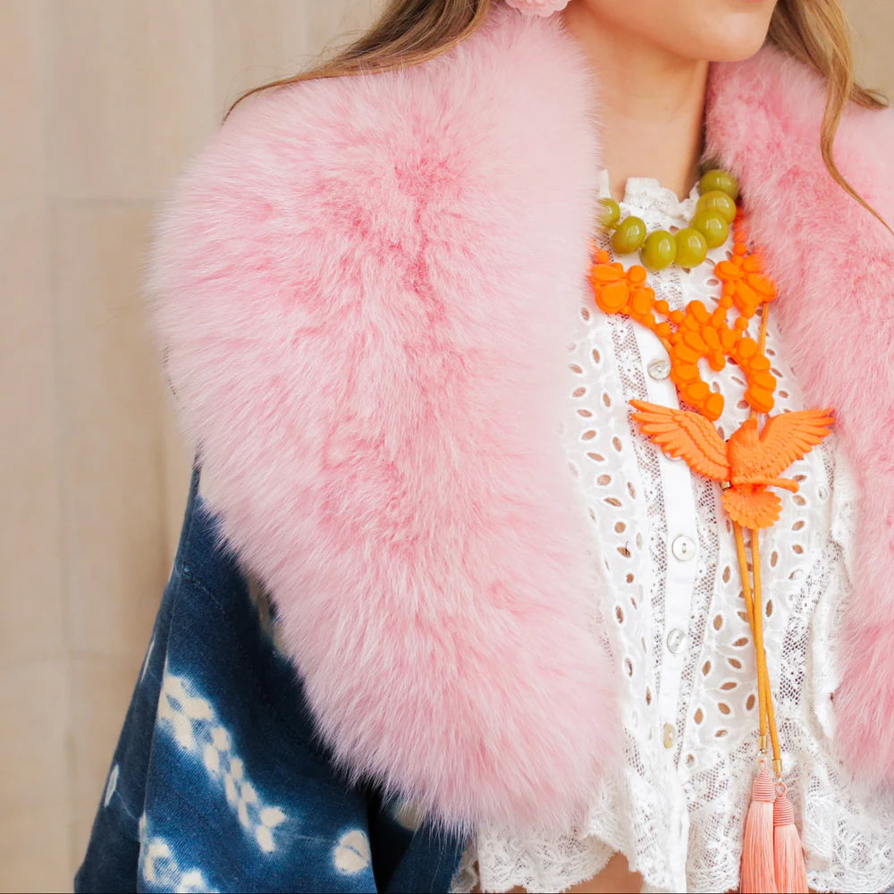 Night Bloom Necklace in Stardust Orange Citrus by Rahya Jewelry Design - Leopard Grove product image 01