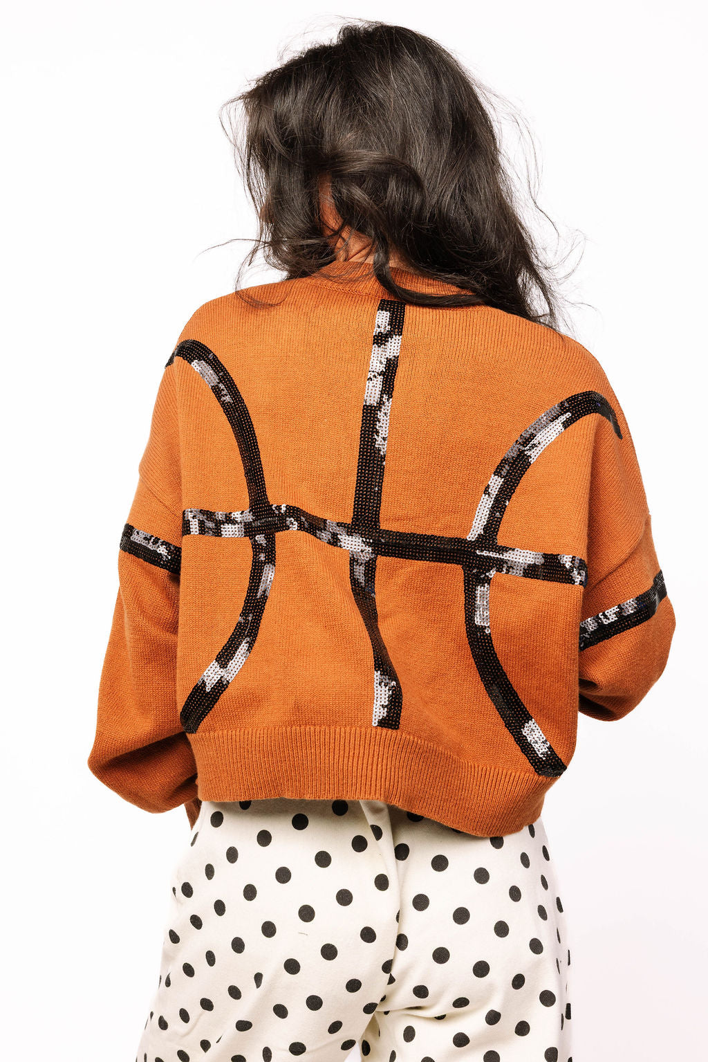 Queen of Sparkles Orange & Black Basketball Sweater