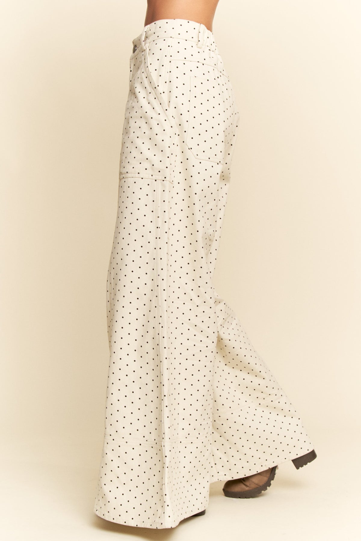 Navy Polka Dot on Cream Wide Leg Pants by Davi&Dani