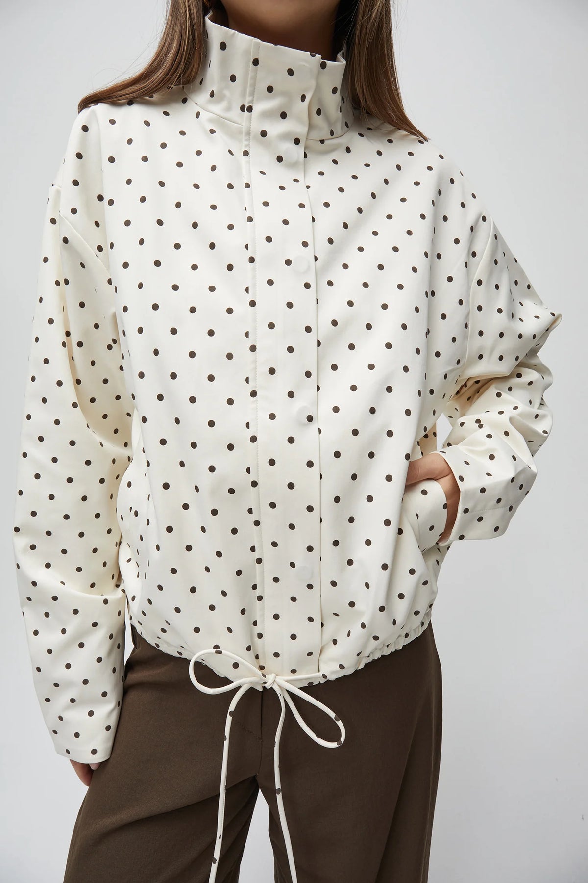 Polka Dot Turtleneck Bomber Jacket by Mod Ref - Leopard Grove product image 01