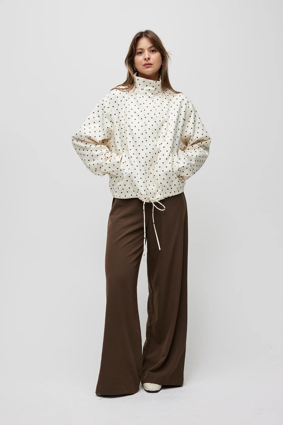Polka Dot Turtleneck Bomber Jacket by Mod Ref - Leopard Grove product image 02