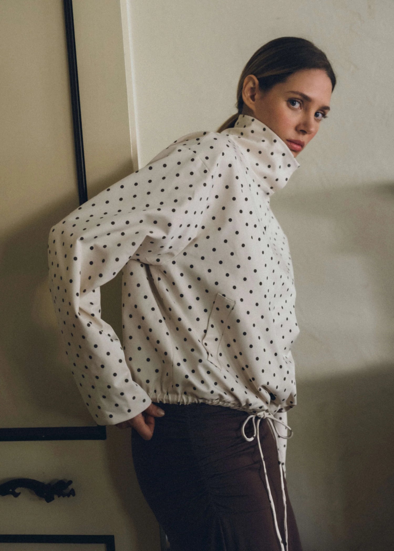 Polka Dot Turtleneck Bomber Jacket by Mod Ref - Leopard Grove product image 04